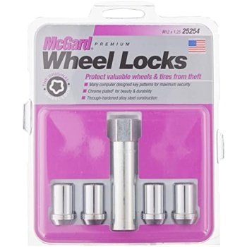 MCGARD 25254 Chrome Tuner Style Cone Seat Wheel Locks (M12 x 1.25 Thread Size)