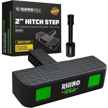 Rhino USA Tow Hitch Step for 2IN Receivers. Anti-Slip Grip, Reflective Material