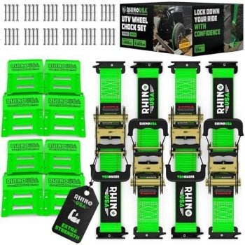 Rhino USA Wheel Chock Tie Down Kit (4,500lb Break Strength) (4) Heavy Duty